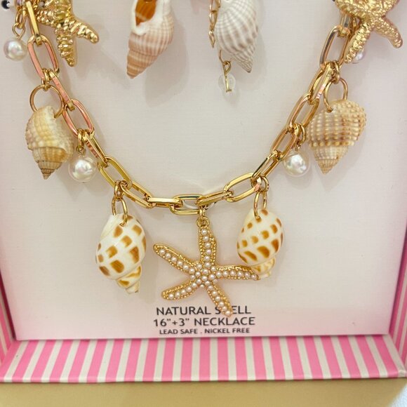 New House of Harlow 1960 Necklace Gold Shells Pearls NWT - Picture 6 of 7